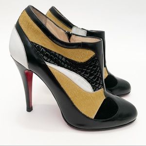 Christian Louboutin pony hair Colorblock bootie 37